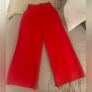Vibrant Red Wide-Leg Pants